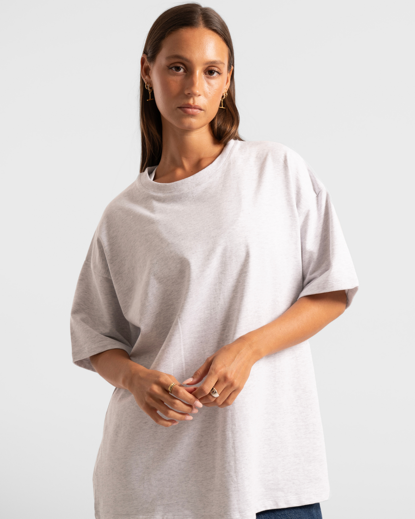Luxe Oversized Tee - Grey Marle