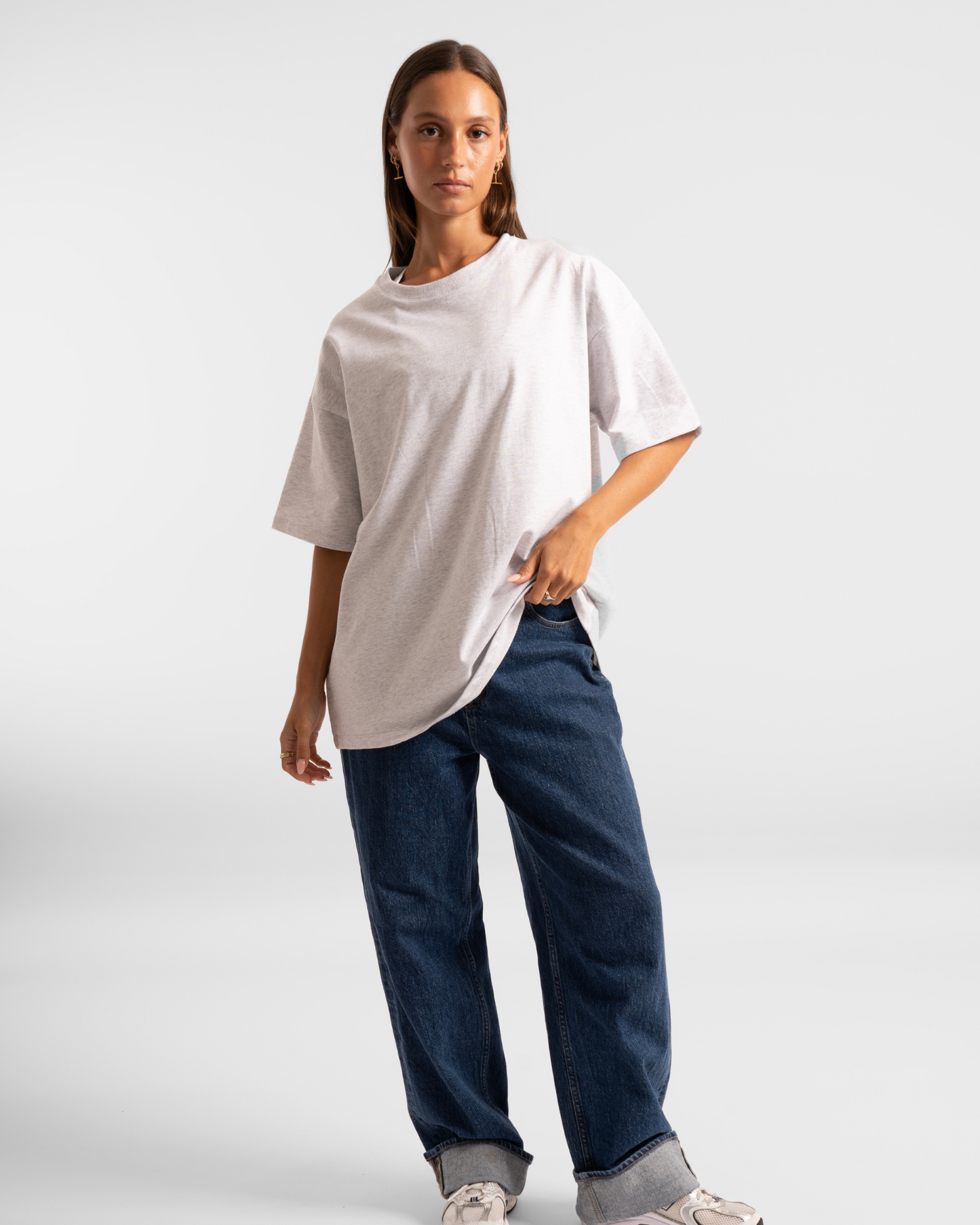 Luxe Oversized Tee - Grey Marle