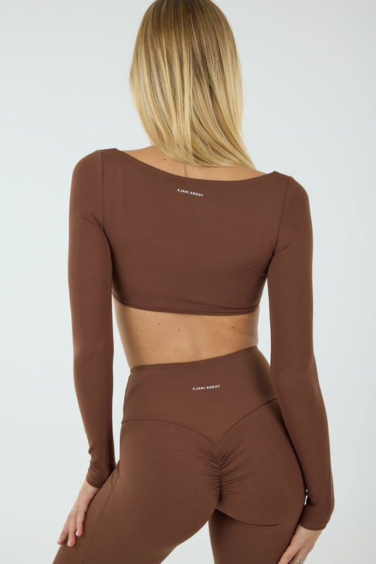 SORAYA LONG SLEEVE CROP - MOCHA