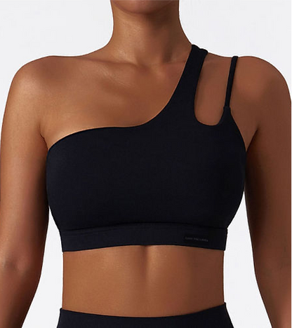 Panayiota Side Shoulder Smooth Crop Top - Black