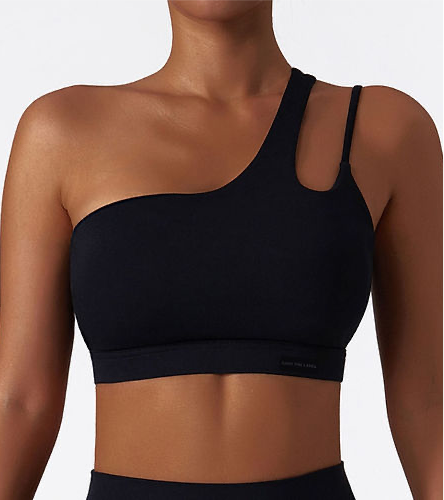 Panayiota Side Shoulder Smooth Crop Top - Black