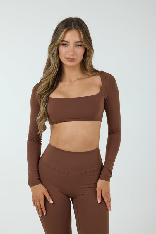 SORAYA LONG SLEEVE CROP - MOCHA