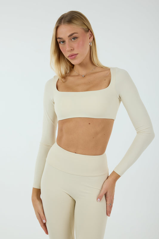 SORAYA LONG SLEEVE CROP - BUTTER
